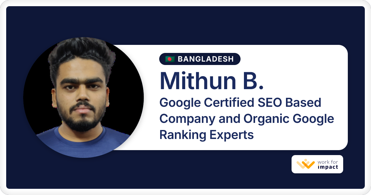 Mithun B. is a talented Google Certified SEO Based Company and Organic ...