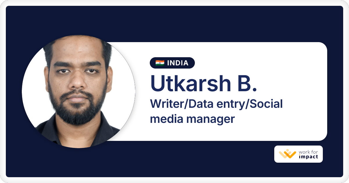 Utkarsh B. is a talented Writer/Data entry/Social media manager ...